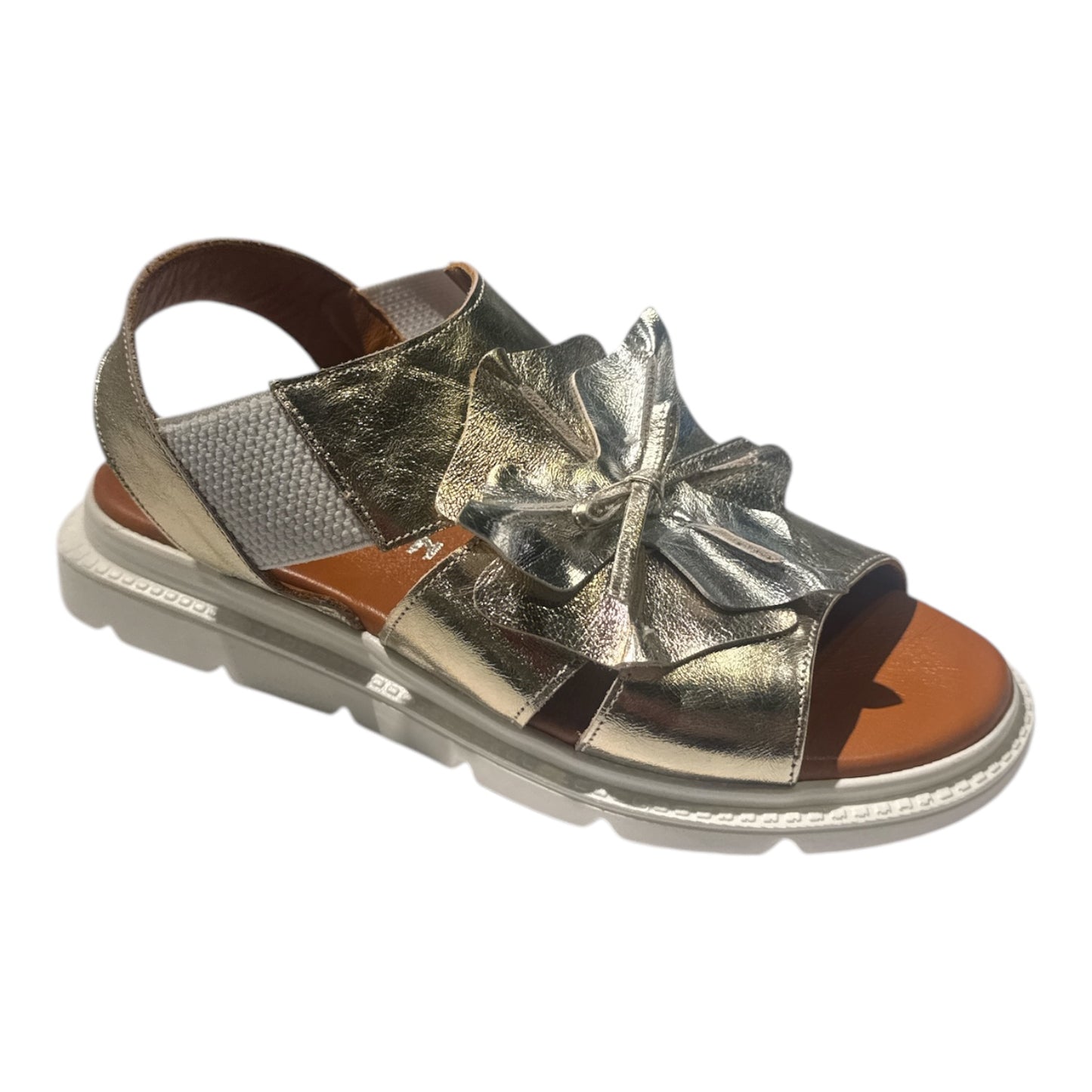 107 Metallic Bow Accent Slingback Sandals – Glam Meets Comfort