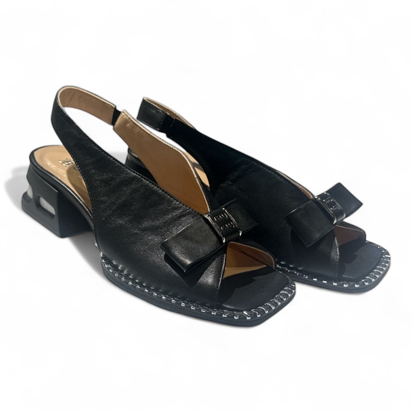 118 Black Slingback Bow Heels – Classic Charm with a Modern Edge