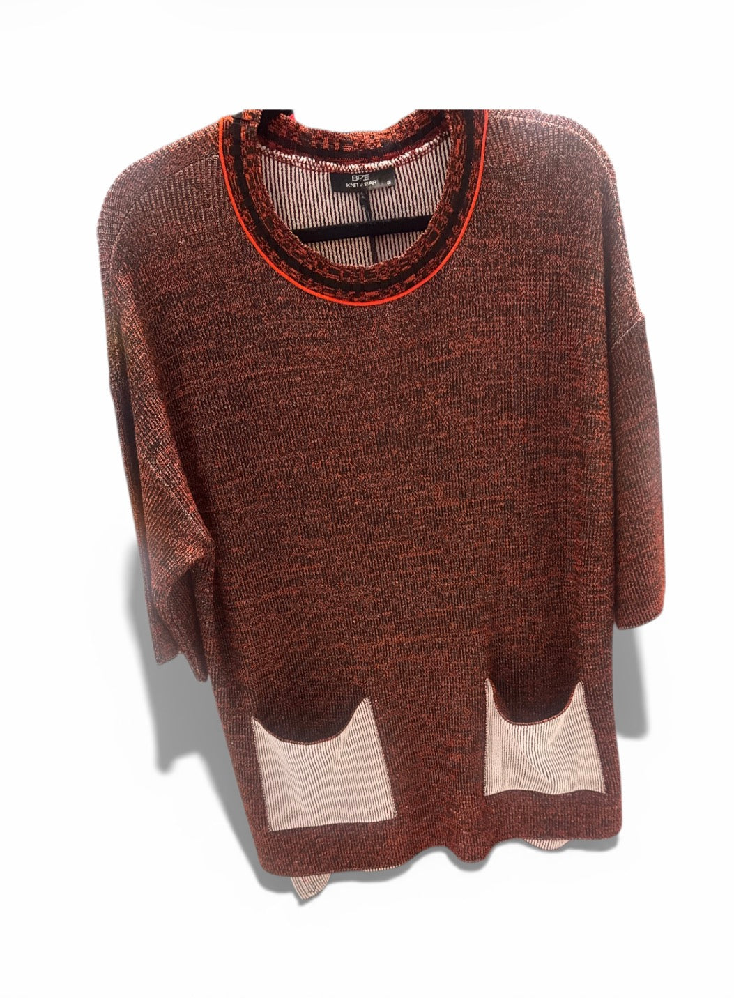 BIZE Brown Knit Blouse with Pockets