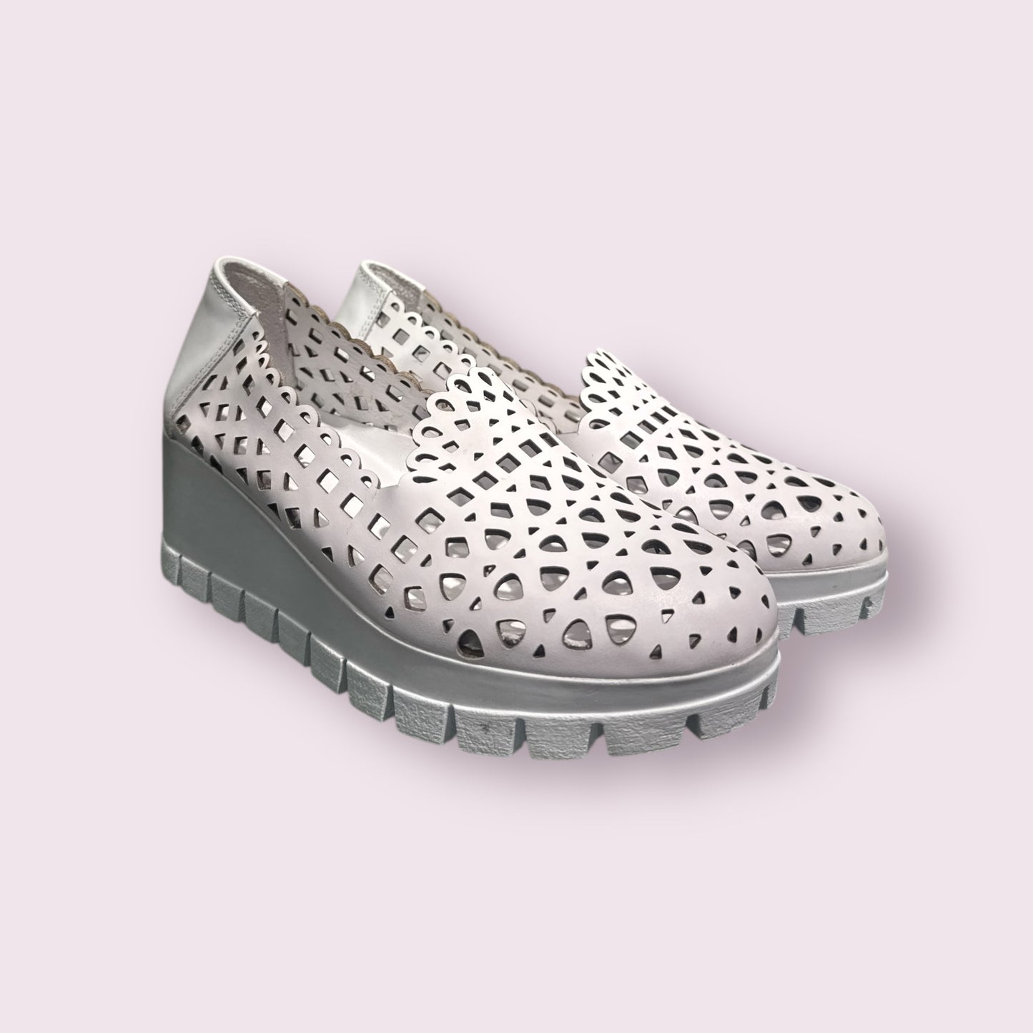 102 Elegant White Wedge Slip-Ons