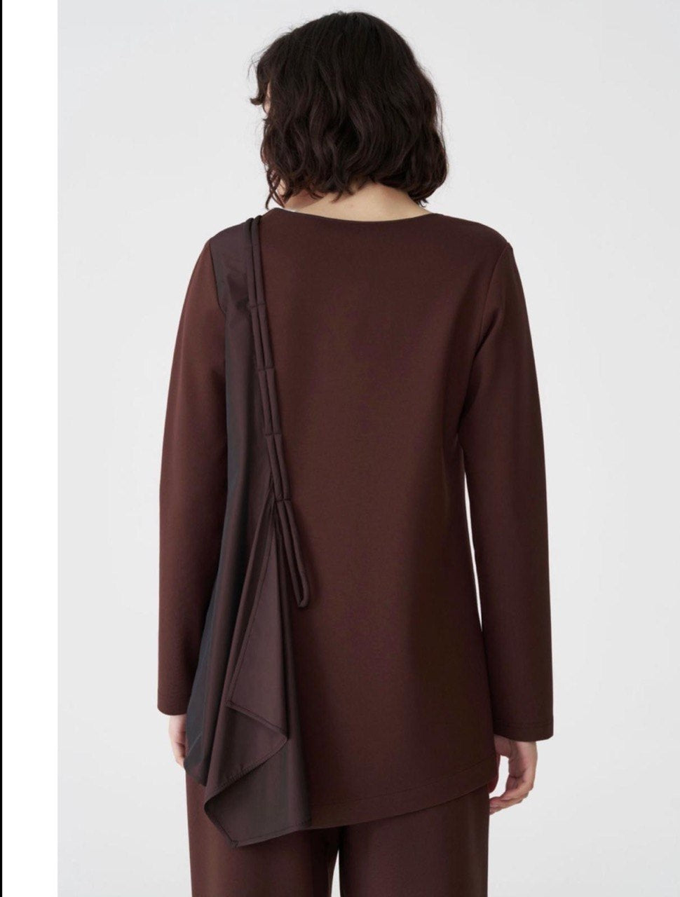 Chocolate Brown Asymmetric Draped Tunic