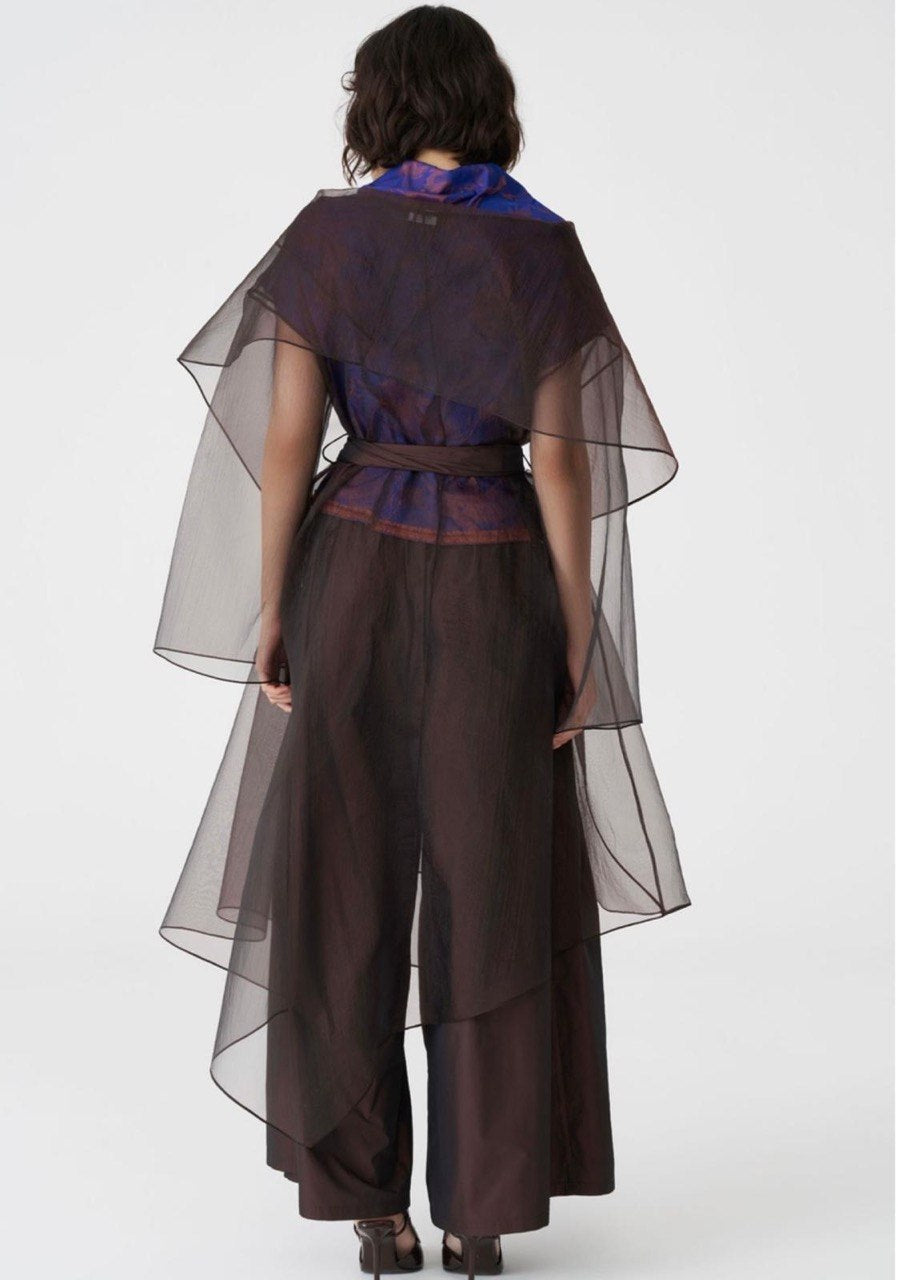 Chocolate Brown Sheer Organza Wrap Cape