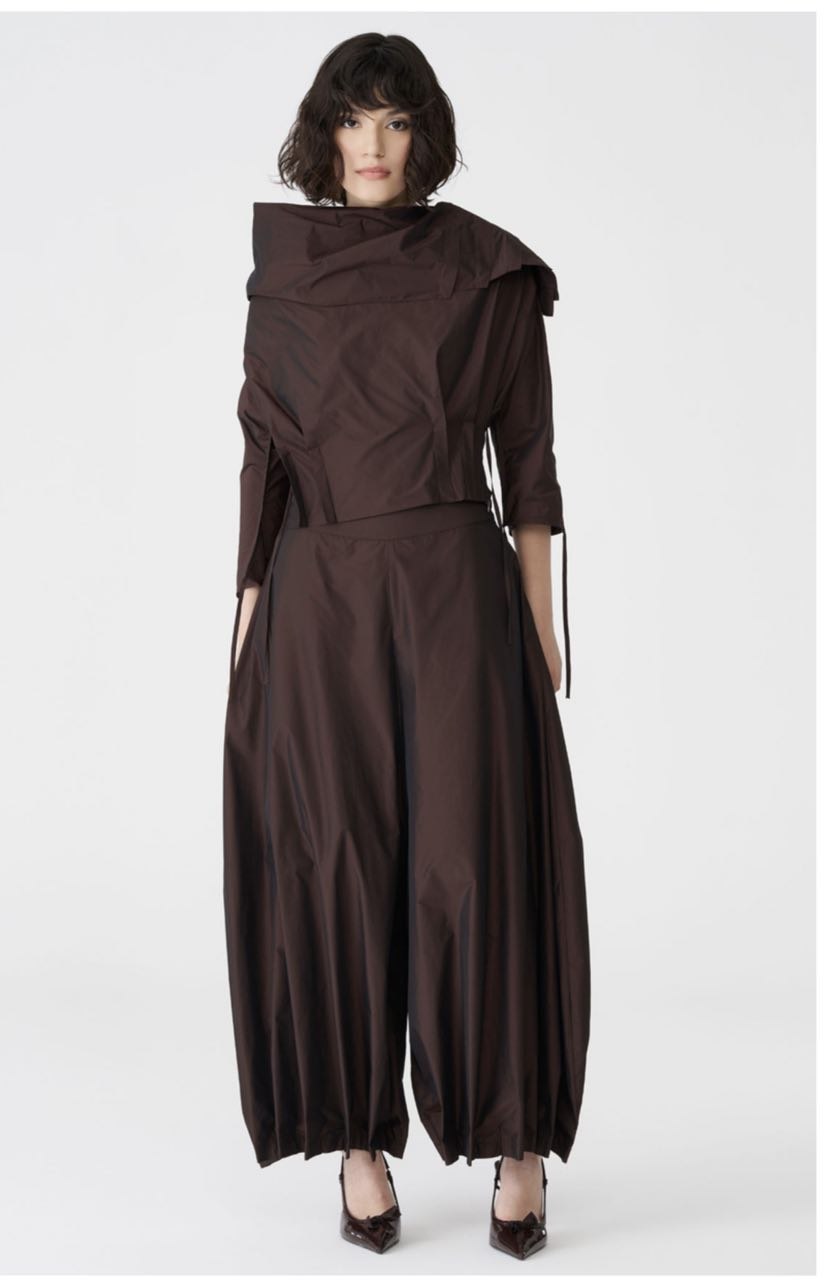 Chocolate Brown Balloon Wide-Leg Pants