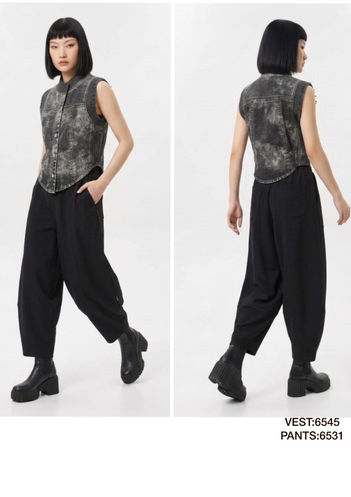 Washed Denim Vest & Relaxed Balloon Pant Set – Style
