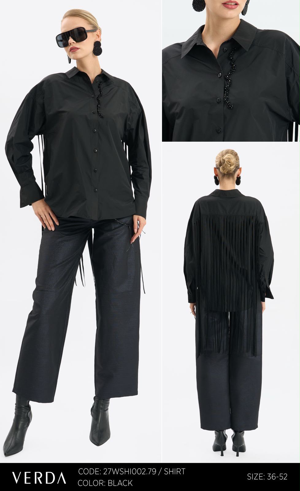 Black Statement Fringe Back Shirt – VERDA