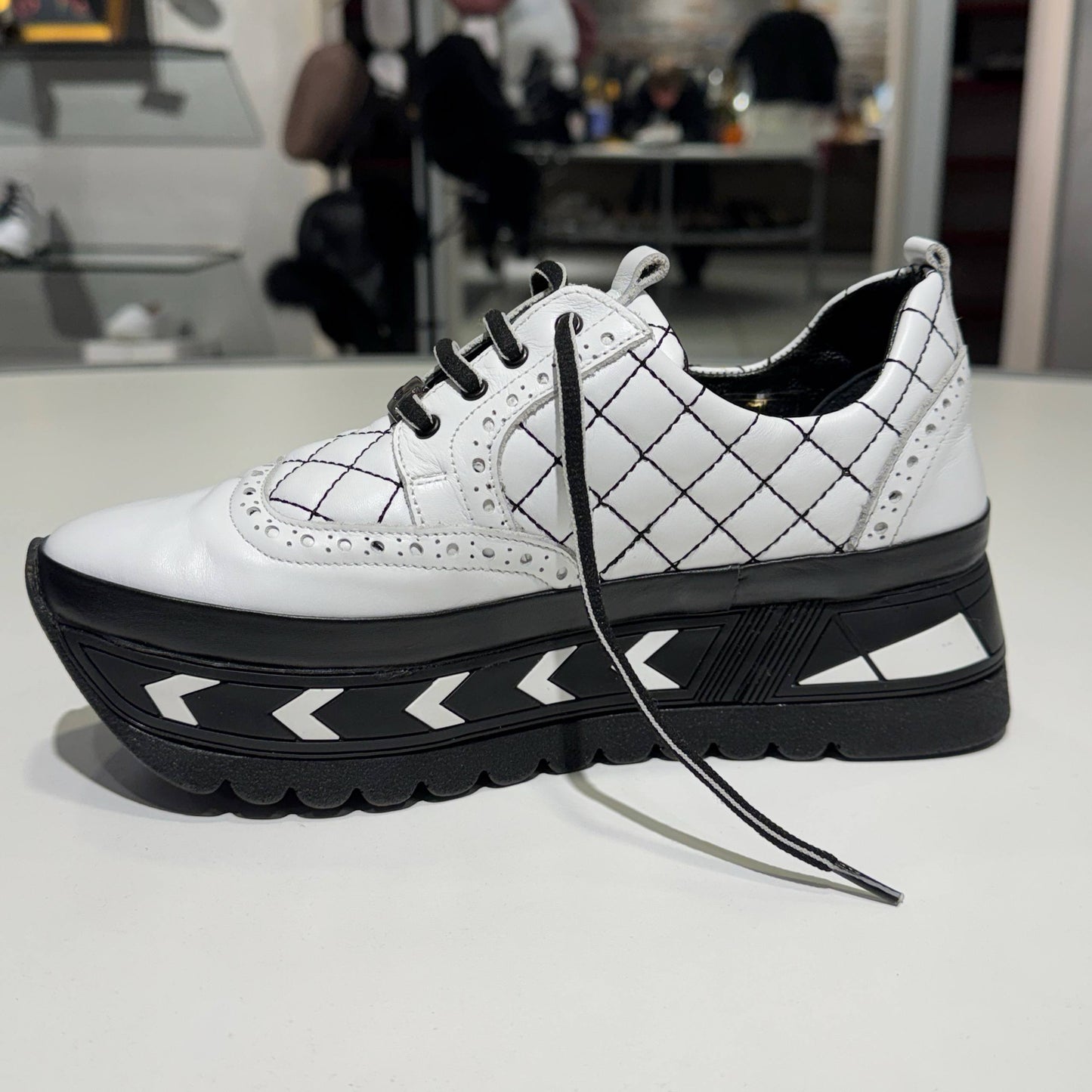 Platform Lace-Up Sneaker with Graphic Sole Detail