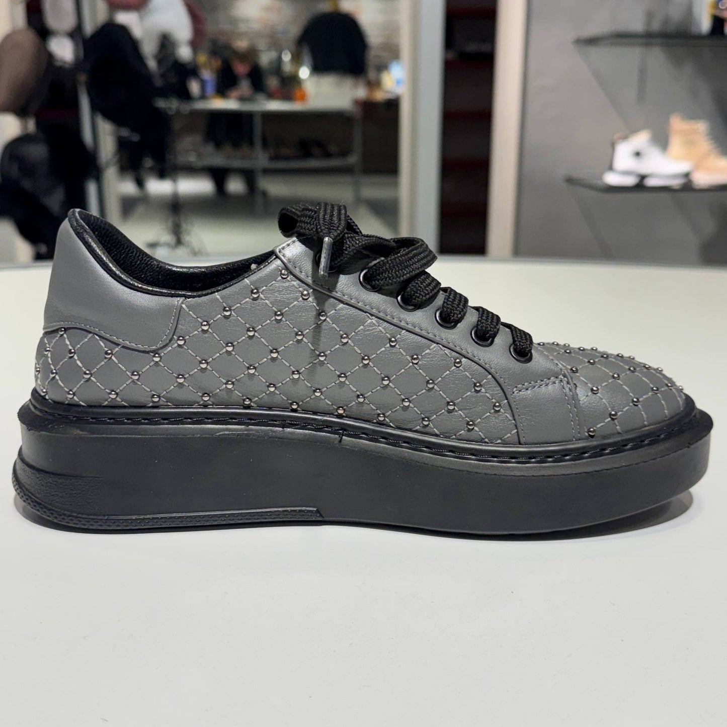 Studded Quilted Platform Sneaker