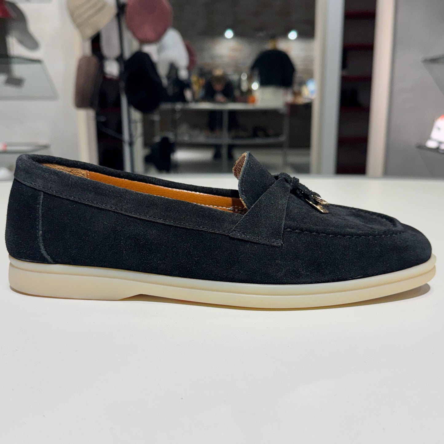 Classic Suede Loafer with Metal Accent