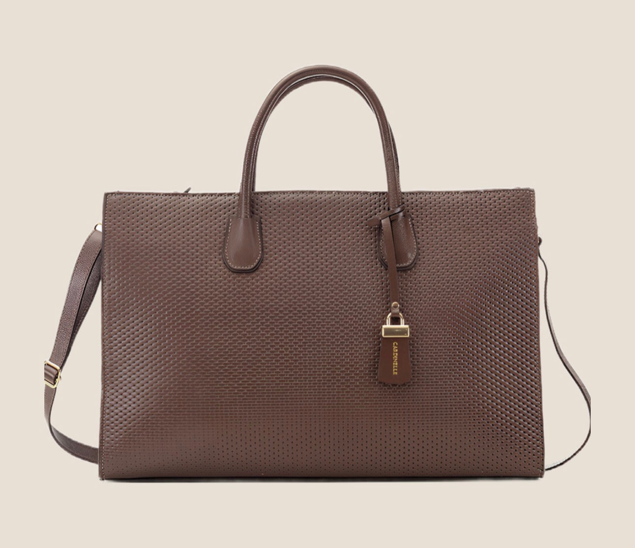 Chocolate Brown Woven Leather Tote Bag