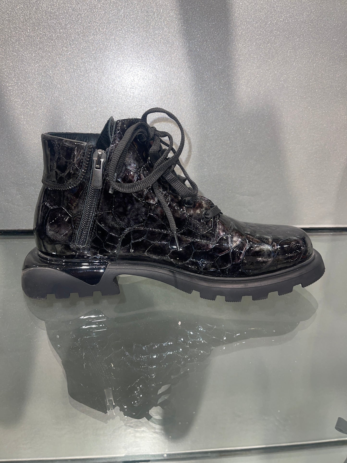 Black Snake Skin Winter Boots