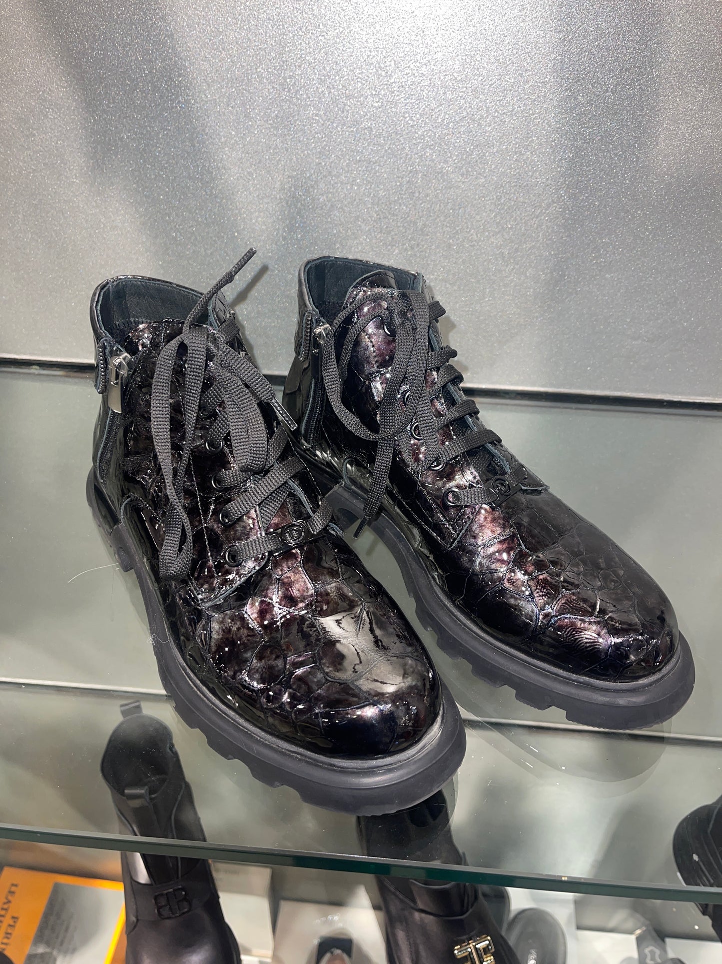 Black Snake Skin Winter Boots