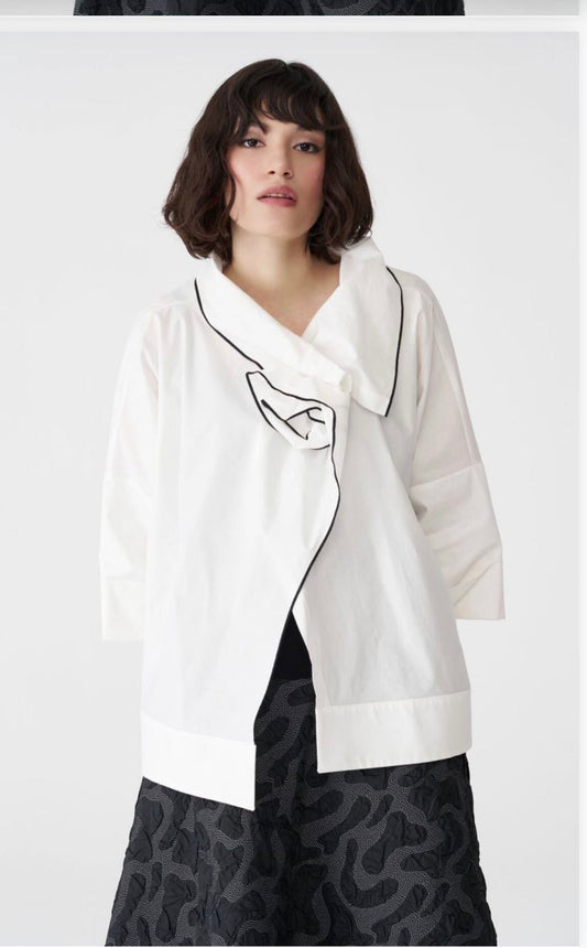 White Asymmetrical Statement Blouse