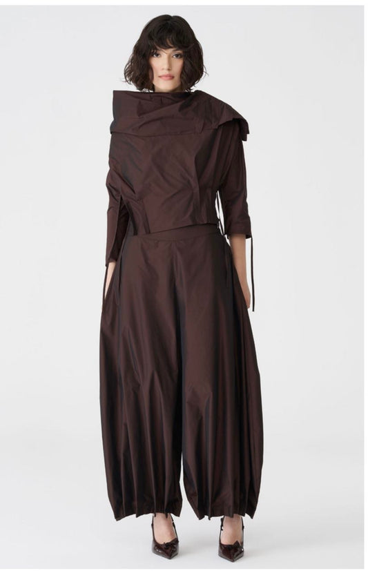 Chocolate Brown Sculptural Blouse