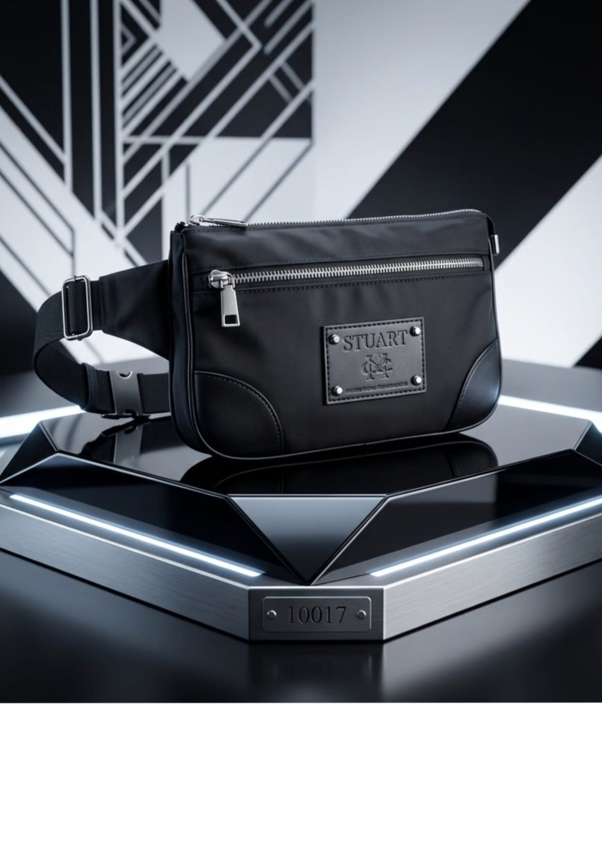 Black Utility Crossbody Bag with Front Zip Pocket