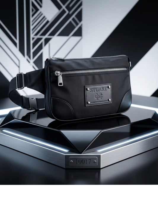 Black Utility Crossbody Bag with Front Zip Pocket