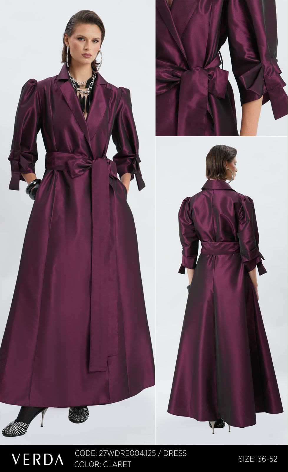 Claret Statement Belted Maxi Dress