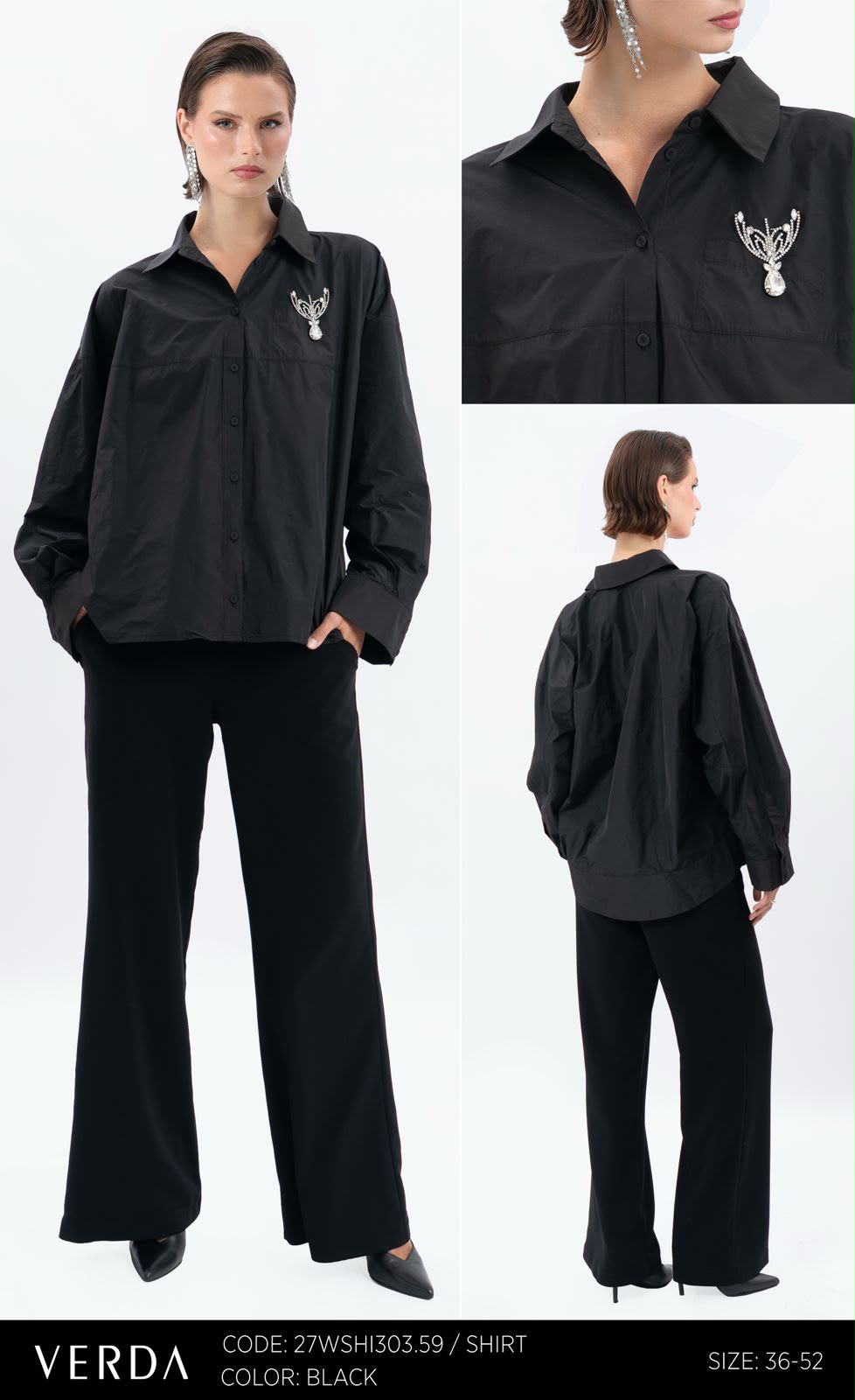 Black Embellished Statement Shirt