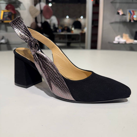 Slingback Pointed-Toe Pump with Bow Detail