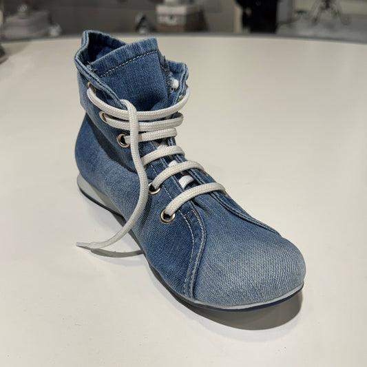Denim Lace-Up Ankle Boot