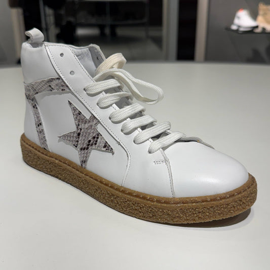High-Top Lace-Up Sneaker with Star Detail