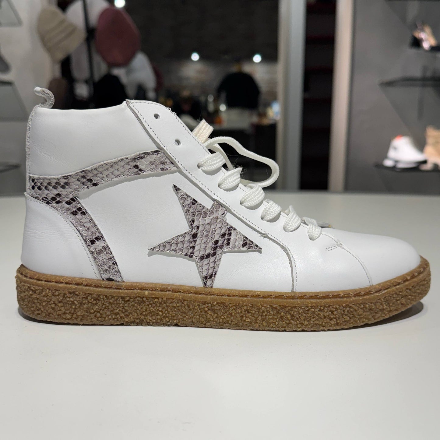 High-Top Lace-Up Sneaker with Star Detail