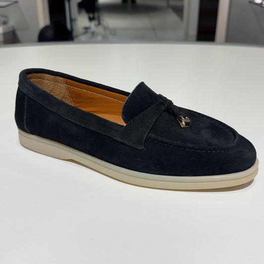 Classic Suede Loafer with Metal Accent